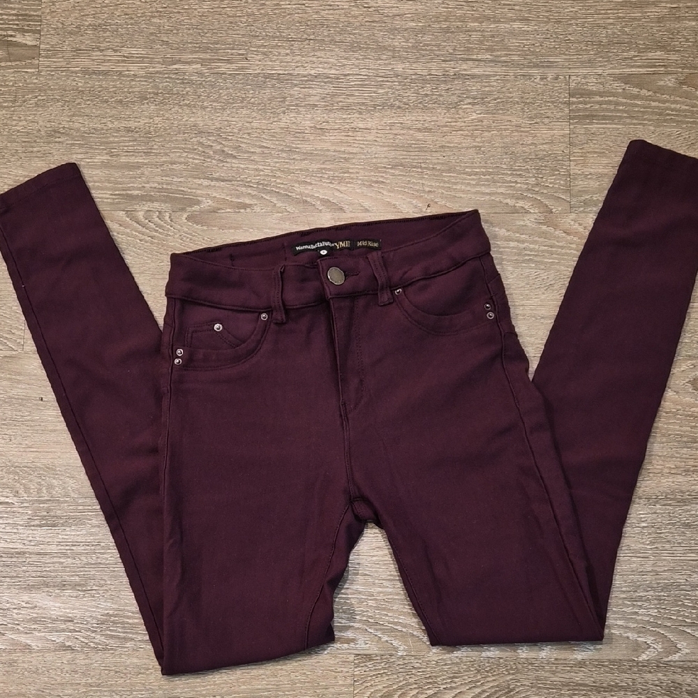 YMI Deep Maroon Mid-Rise Jeans